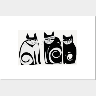 Black and white Cats Posters and Art